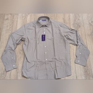 $595 Ralph Lauren Purple Label Cotton LS Button Up Shirt Taupe Truffle 2XL
